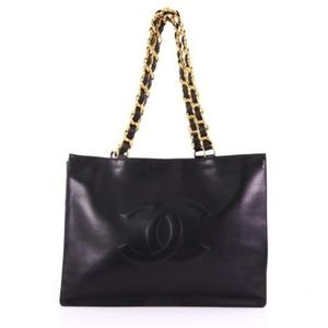 CHANEL CC Chain XL Black Leather Tote